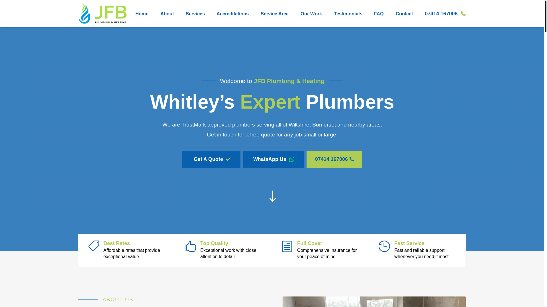 website screenshot of https://jfbplumbingandheating.com/