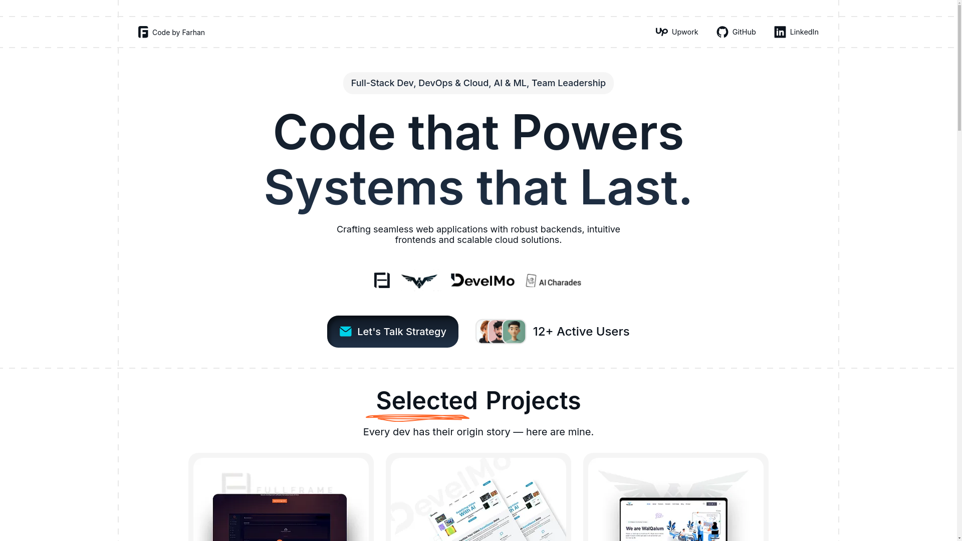 website screenshot of https://farhan-portfolio.pages.dev/
