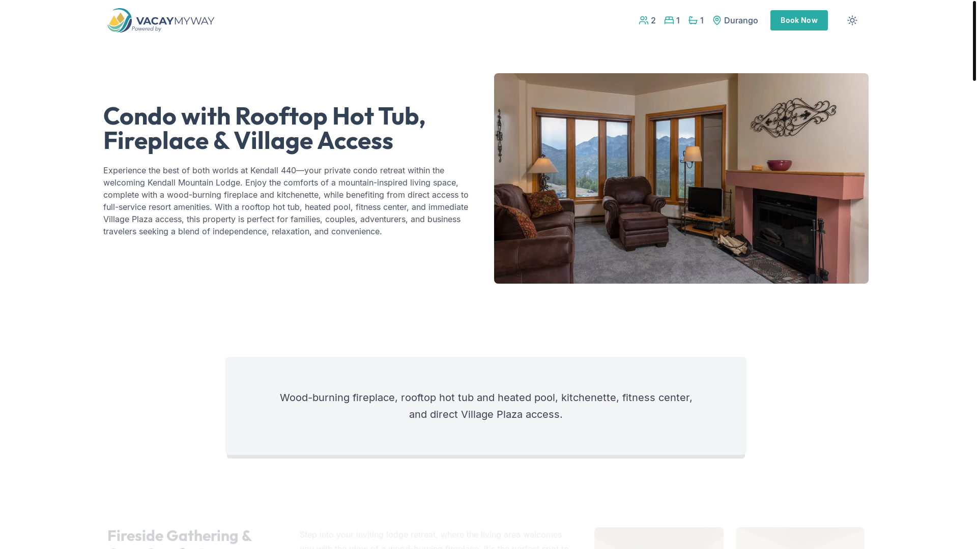 website screenshot of https://durangohottub.condos/