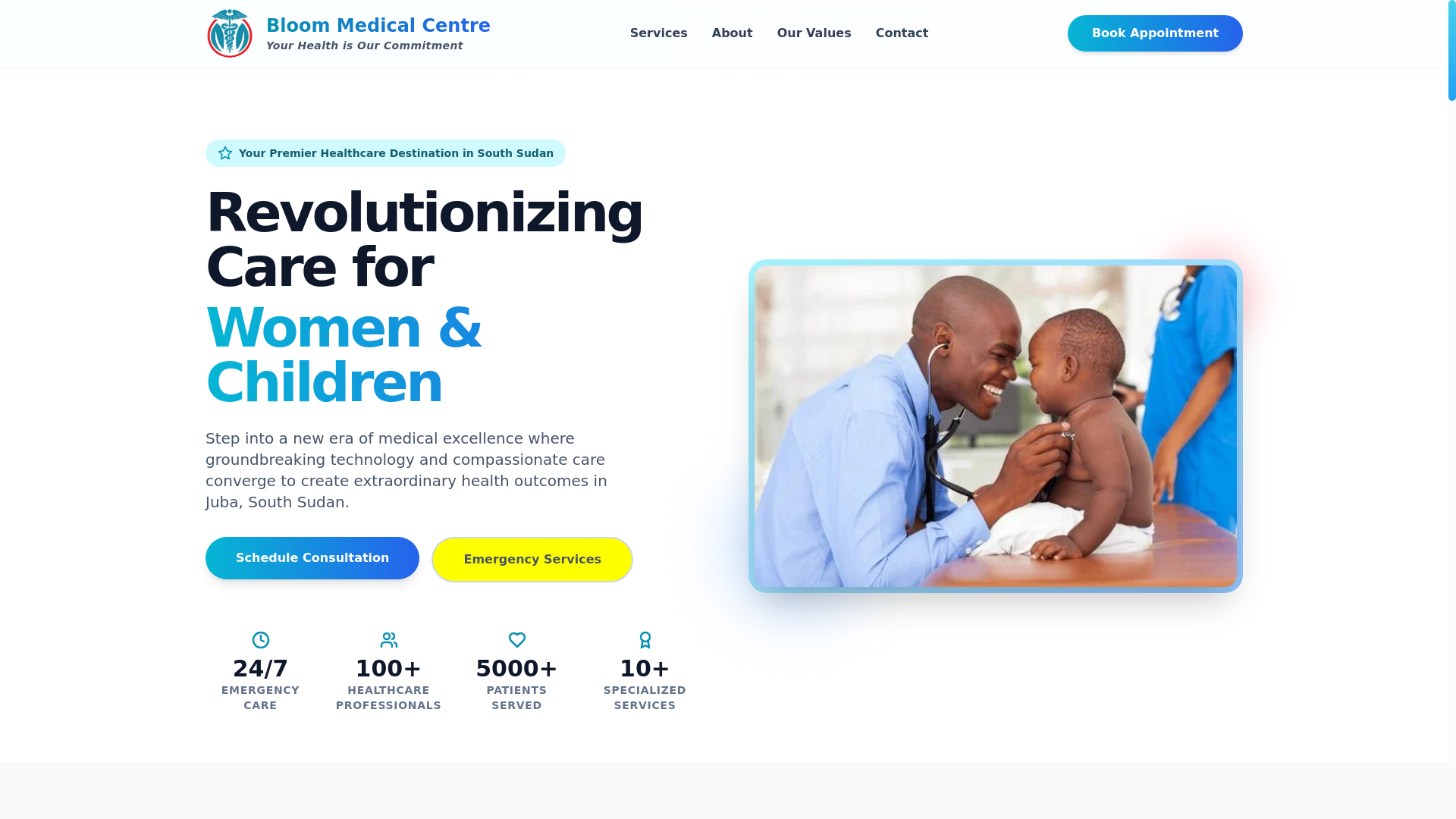 website screenshot of https://bloommedicaljuba.com/