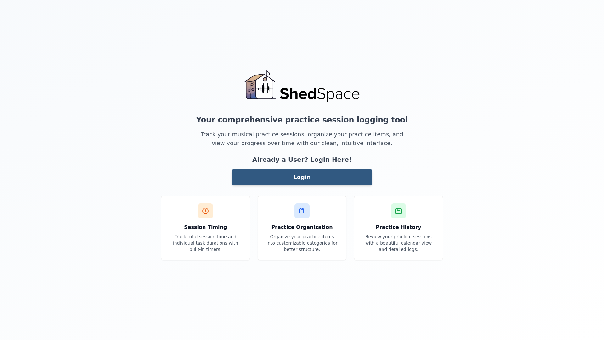 website screenshot of https://shedspace.app/