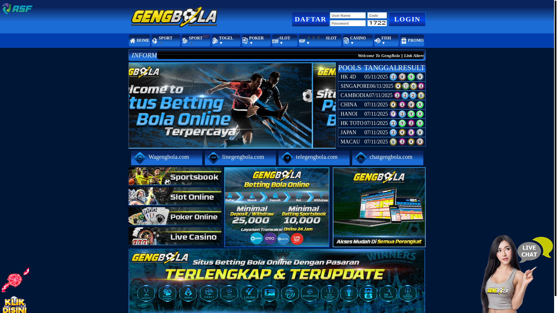 website screenshot of https://gengbola.live/