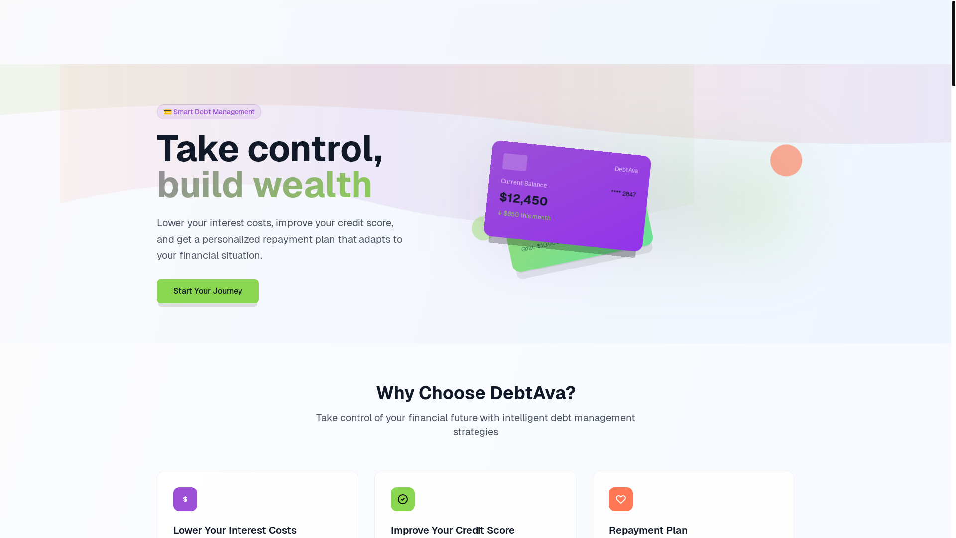 website screenshot of https://debtava.com/