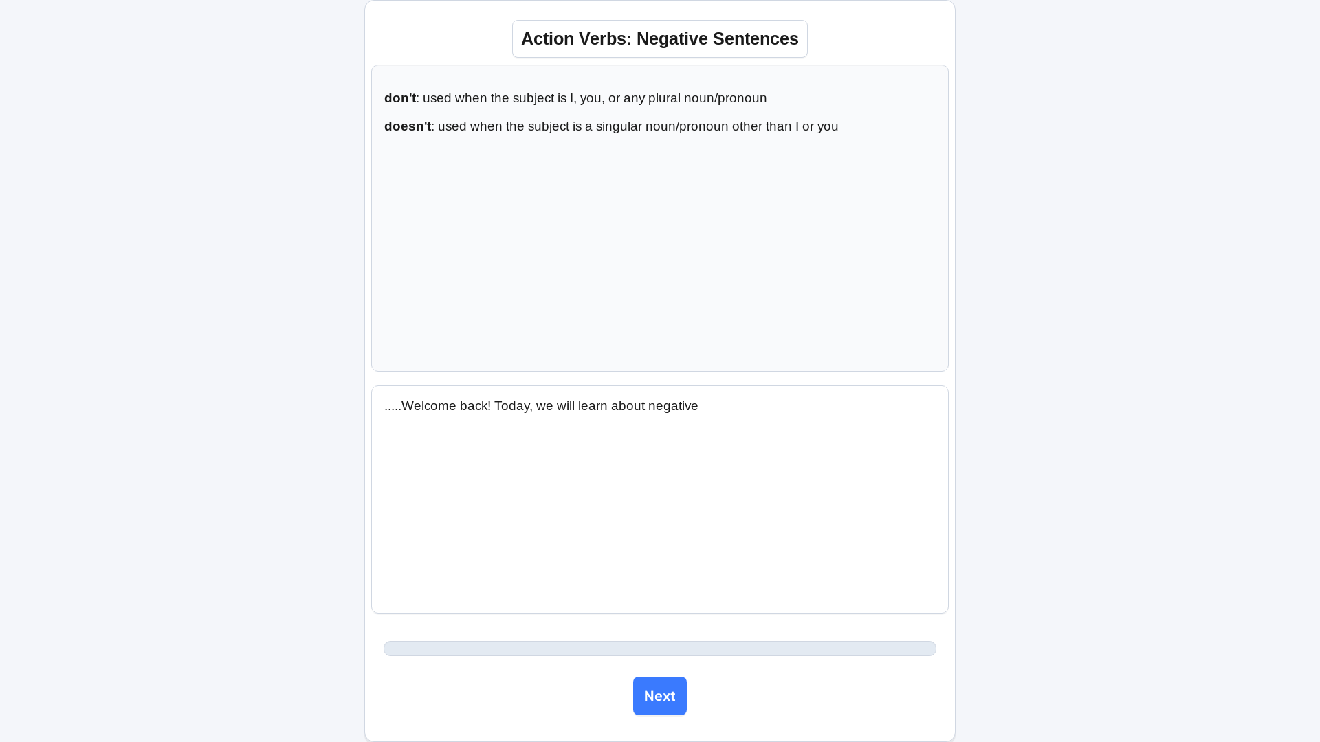website screenshot of https://novelitas-english-action-verbs-negative-sentences.pages.dev/