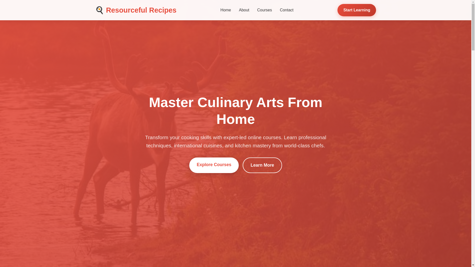 website screenshot of https://resourcefulrecipes.courses/