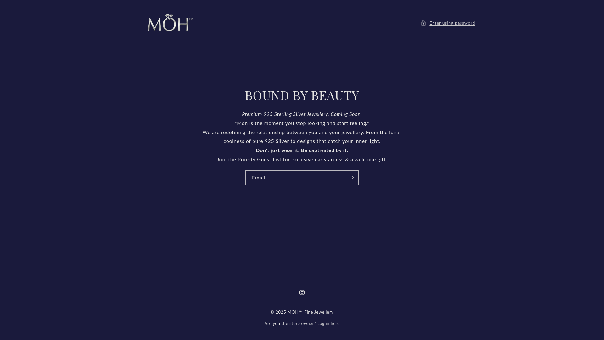 website screenshot of https://mohfinejewellery.com/