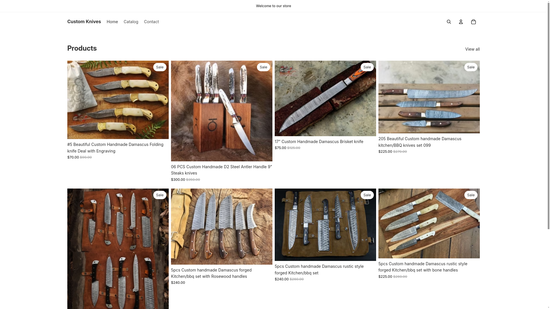 website screenshot of https://troyblades.shop/