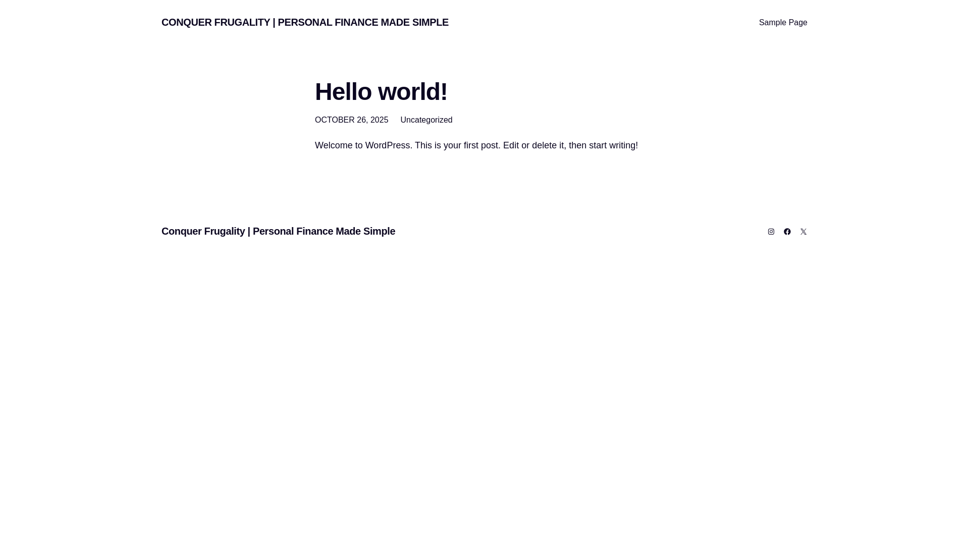 website screenshot of https://conquerfrugality.co.uk/