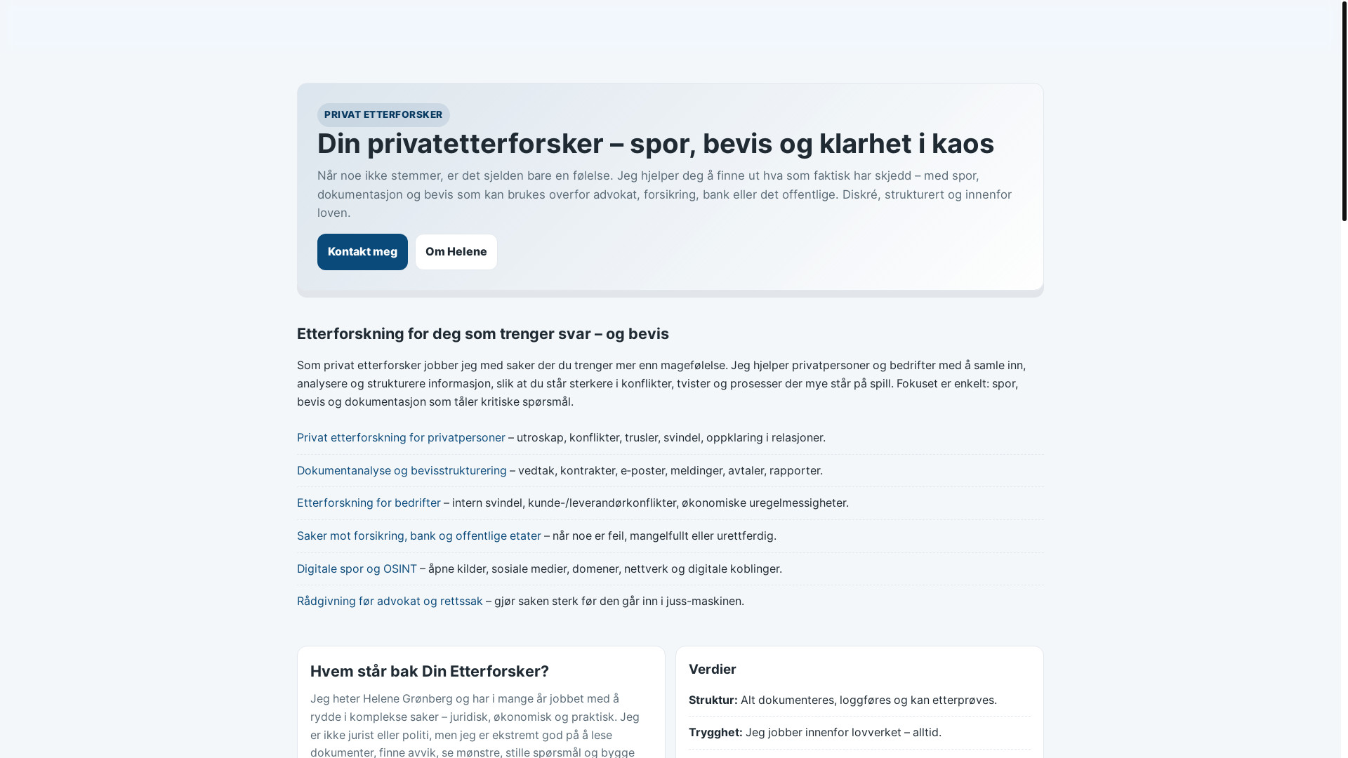 website screenshot of https://buskerud-etterforskning.no/