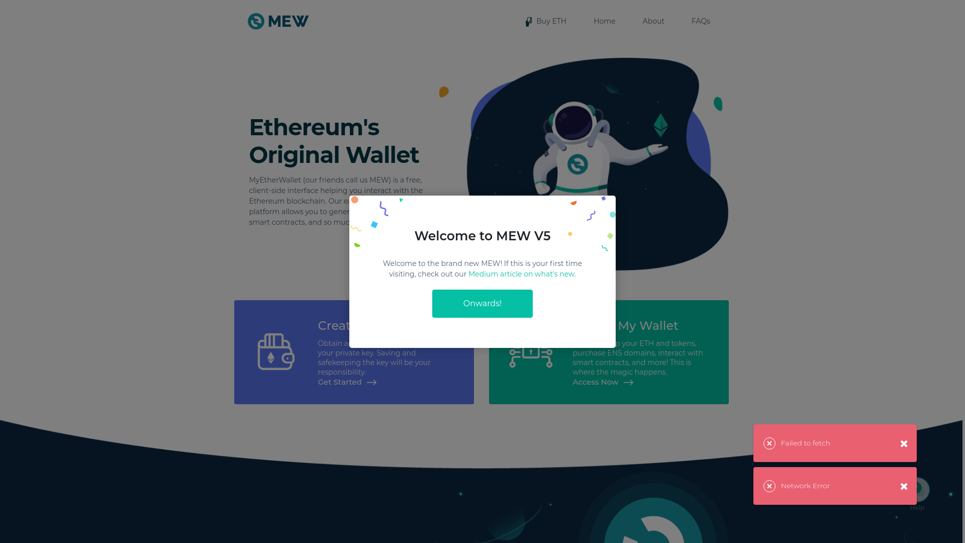 website screenshot of https://weizihua.github.io/MyEtherWallet/