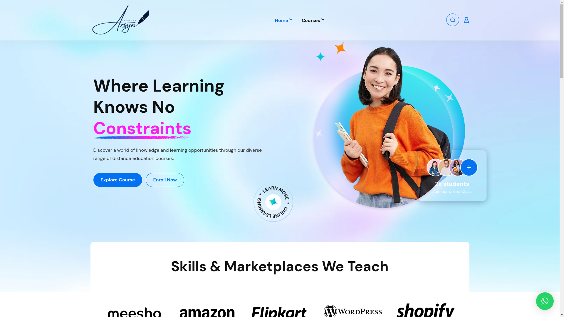 website screenshot of https://arsynacademy.com/