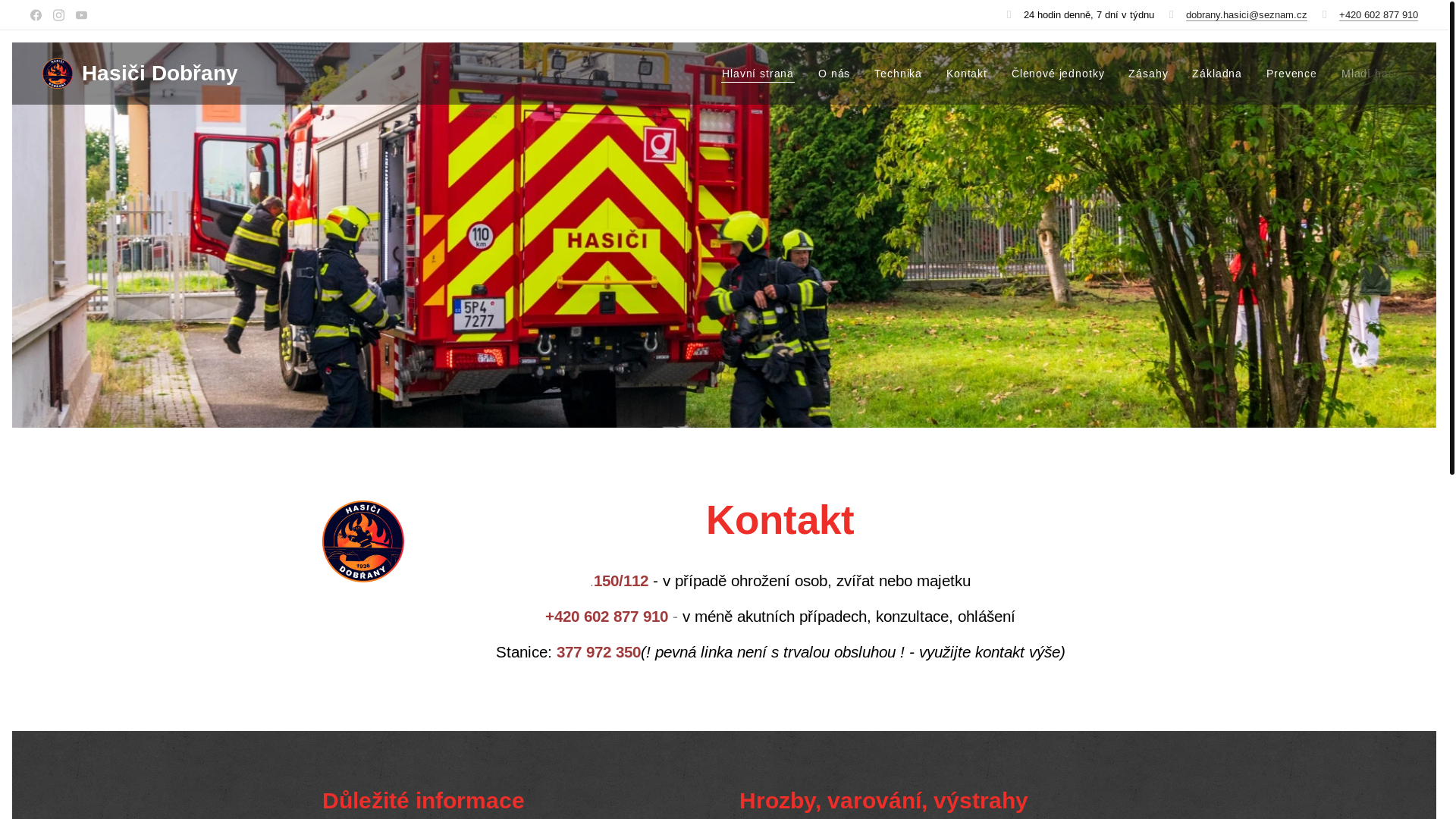 website screenshot of https://hasici-dobrany.cz/
