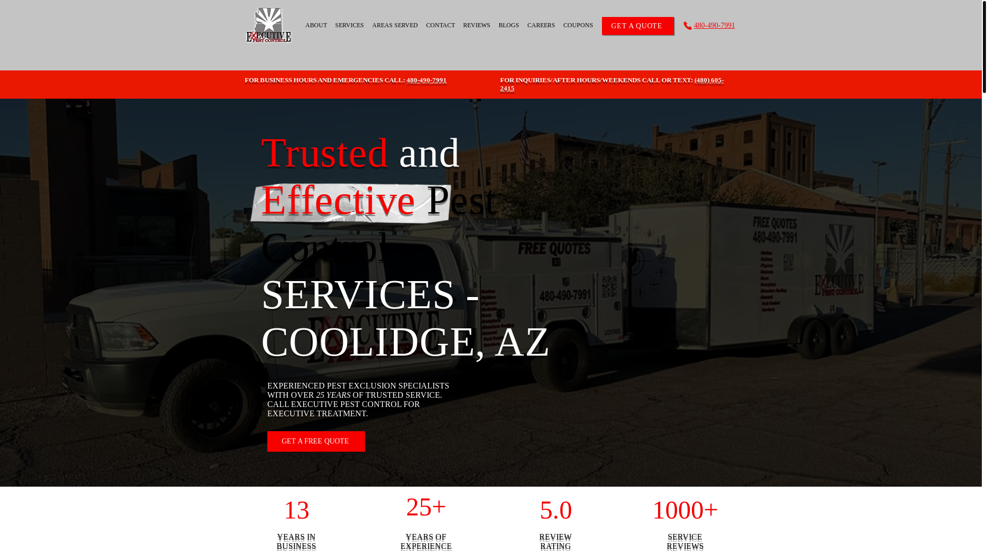 website screenshot of https://executivepestservices.com/