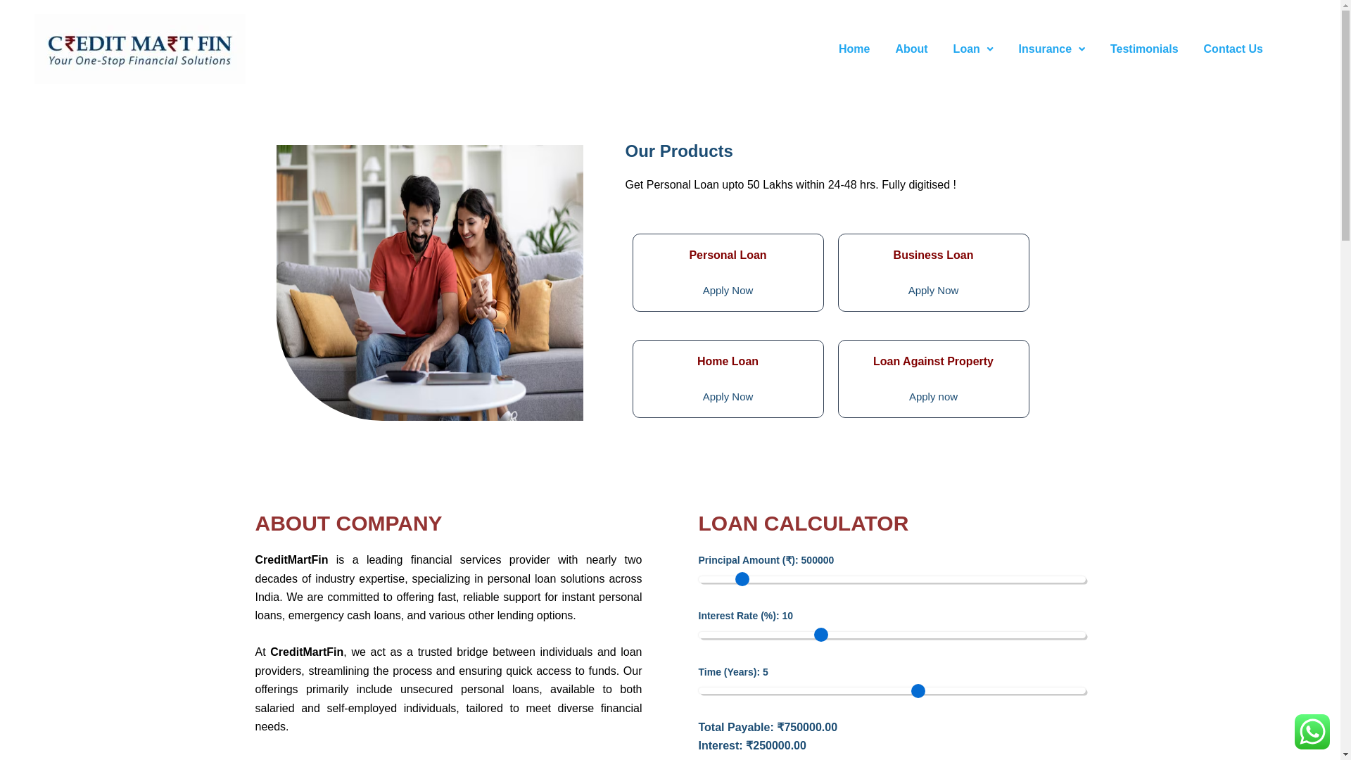 website screenshot of https://creditmartfin.com/