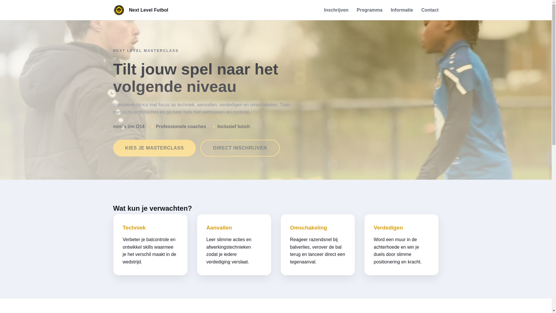 website screenshot of https://nextlevelmasterclass.nl/