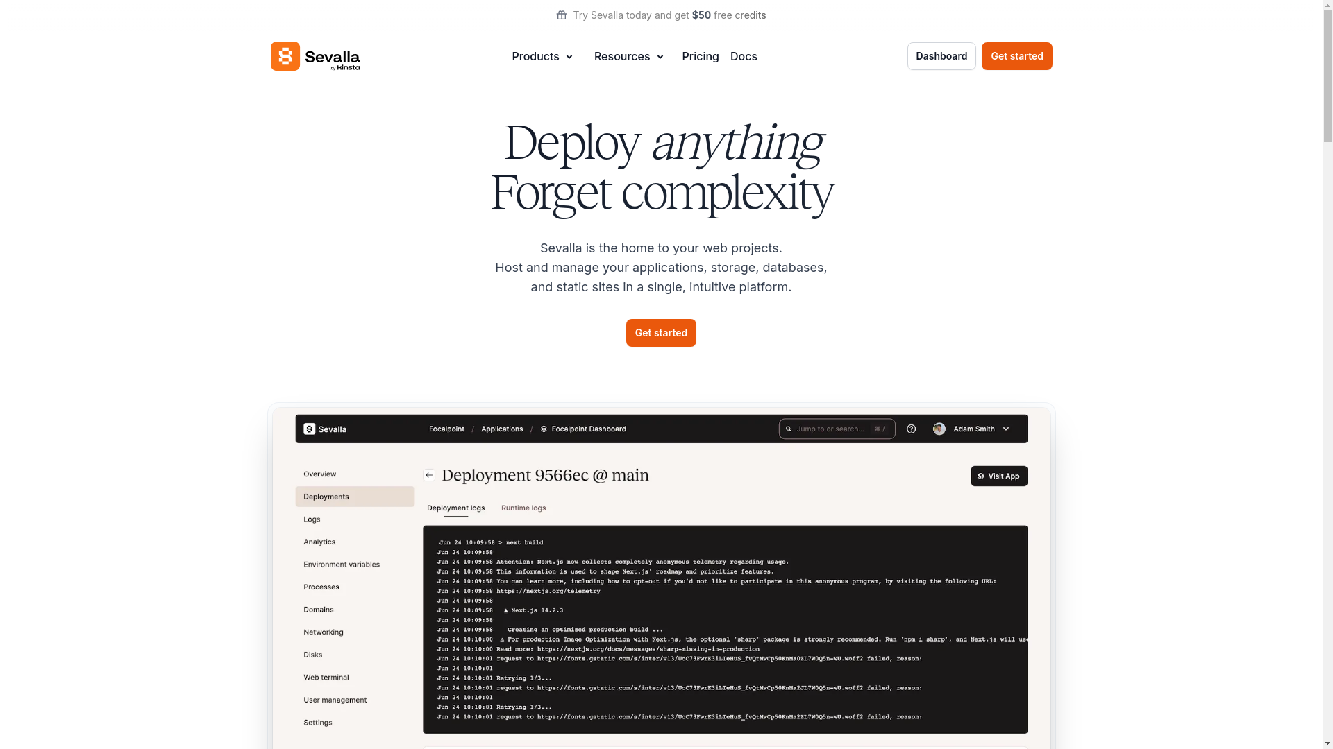 website screenshot of https://sevalla-landing-page.pages.dev/