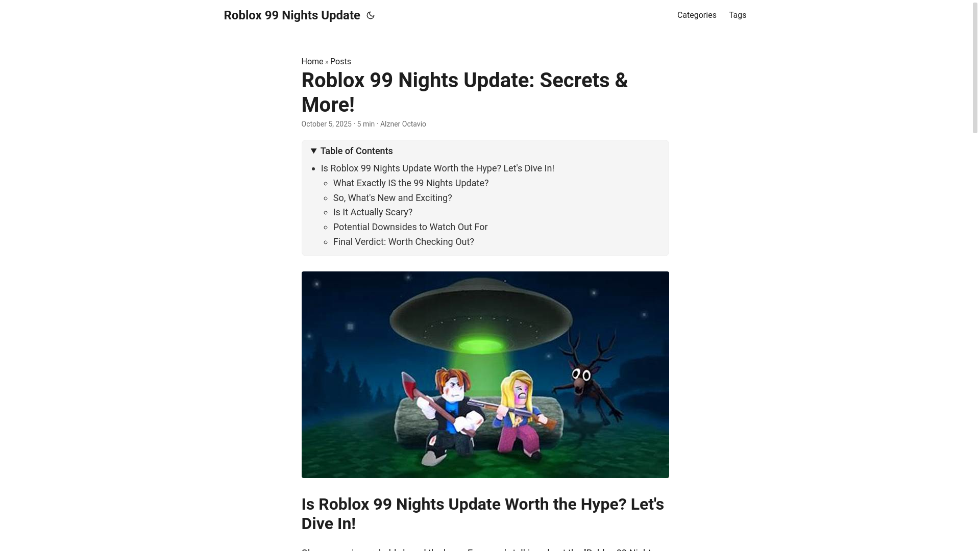 website screenshot of https://roblox-99-nights-update.pages.dev/