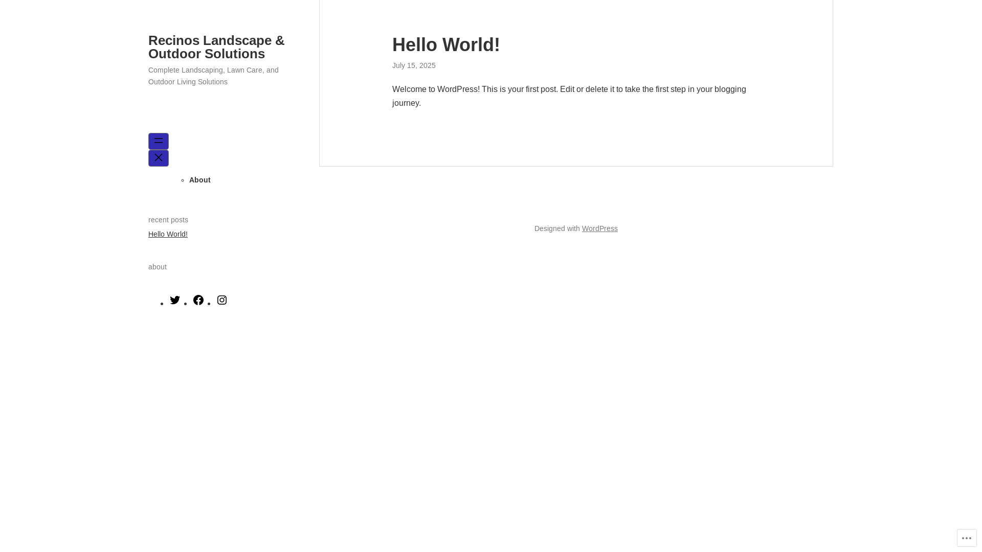 website screenshot of https://recinoslandscapeandoutdoorsolutions.com/