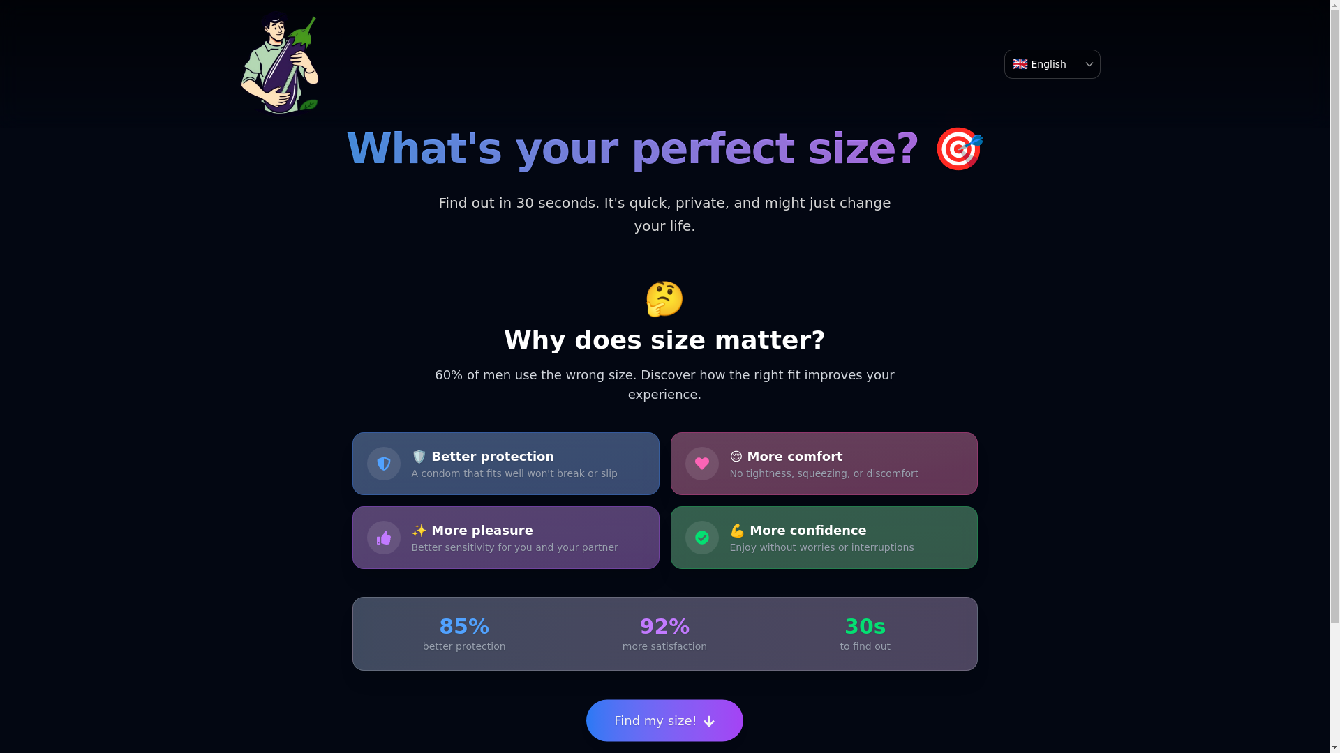website screenshot of https://condom-size-calculator.pages.dev/