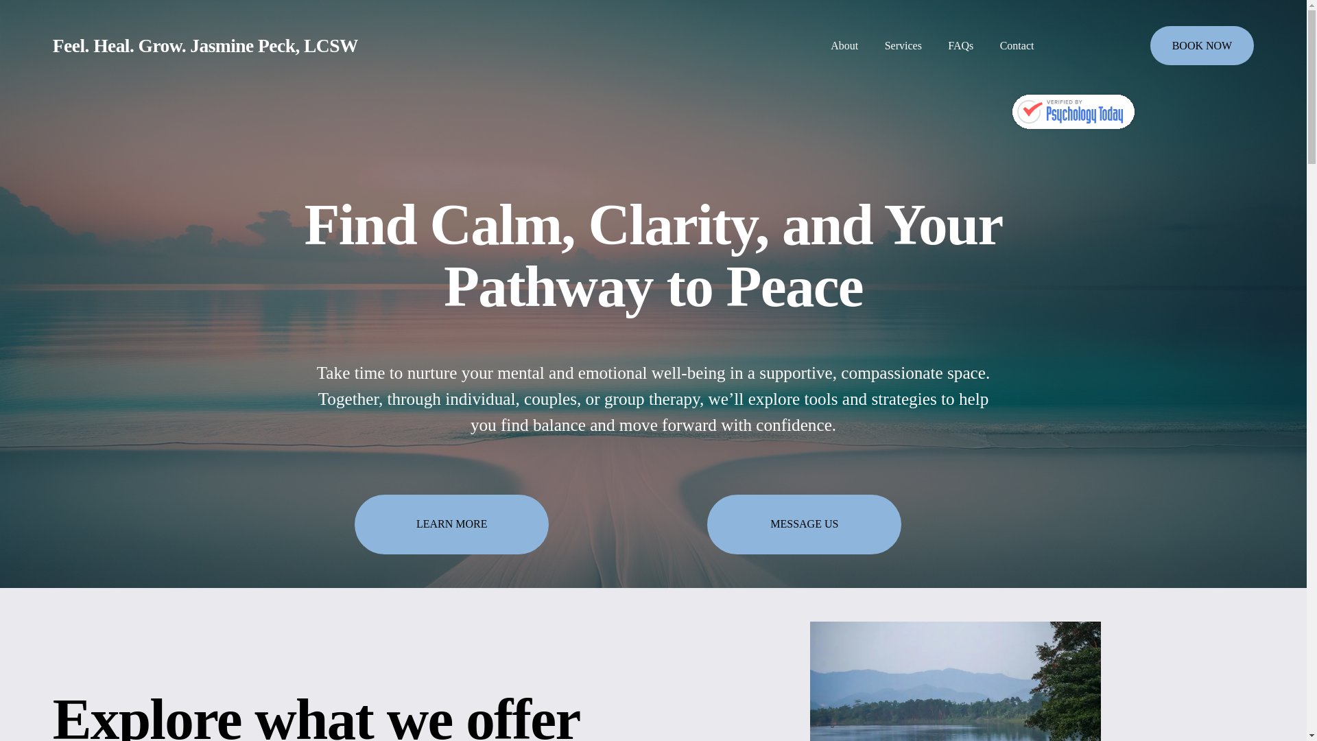 website screenshot of https://feelhealgrowjasminepecklcsw.org/