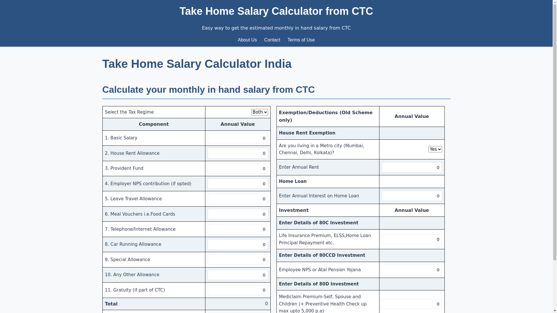 website screenshot of https://takehomecalculator.pages.dev/