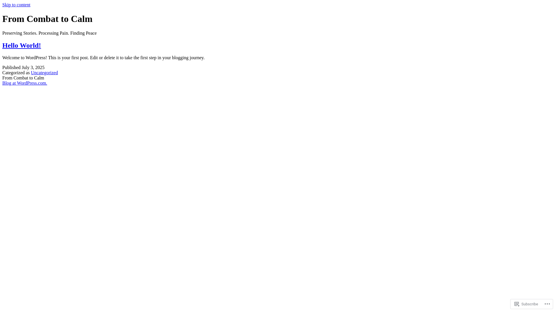 website screenshot of https://fromcombattocalm.com/