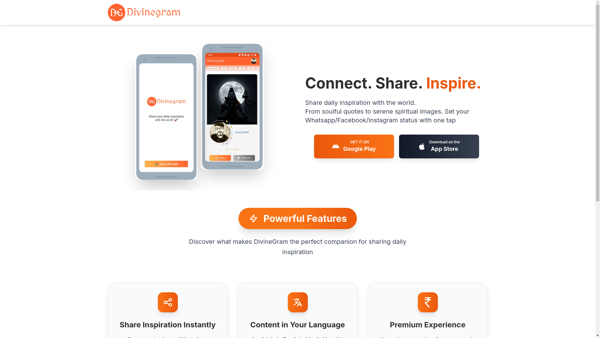 website screenshot of https://divinegram-website.pages.dev/