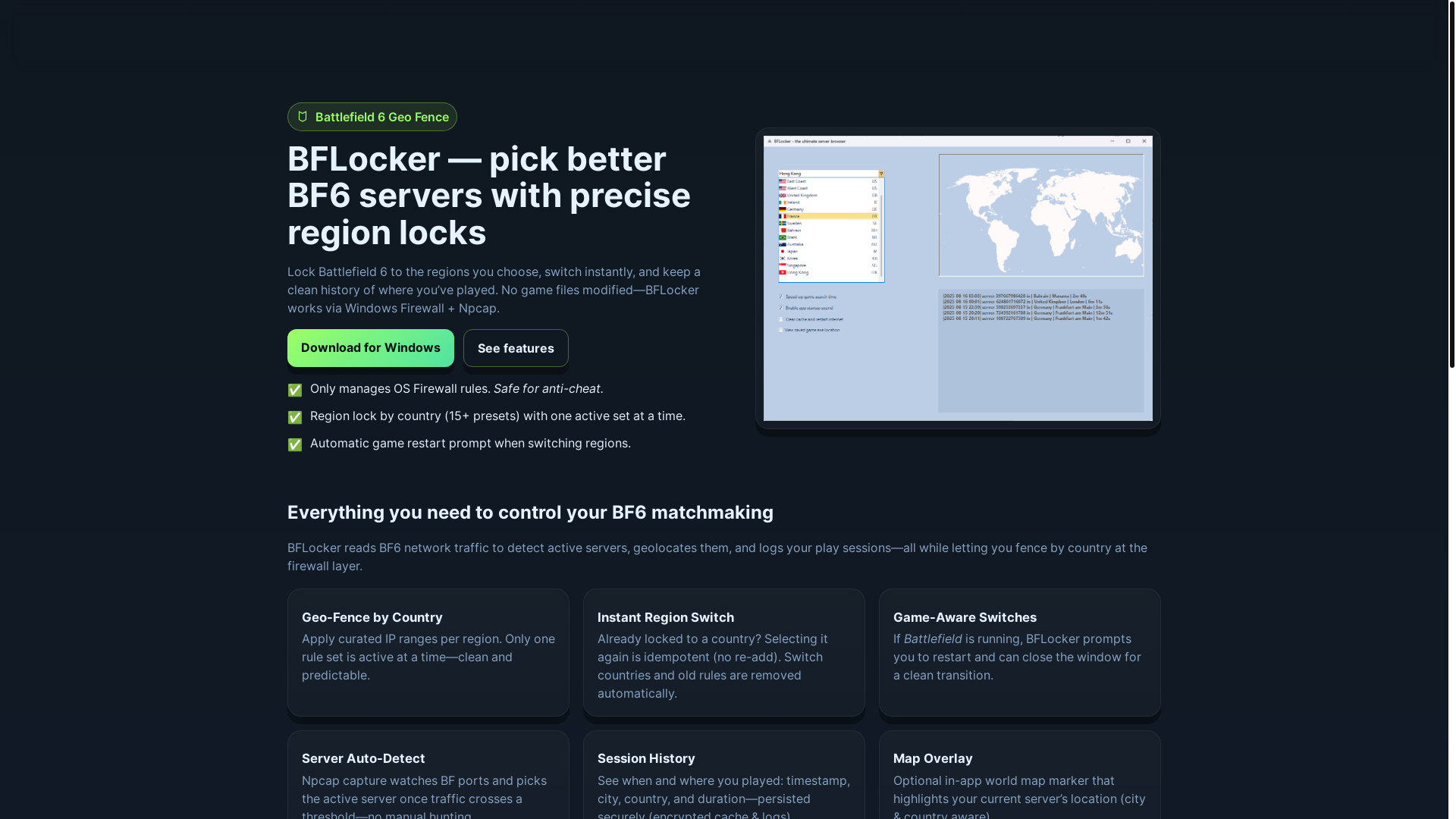 website screenshot of https://bflocker.com/