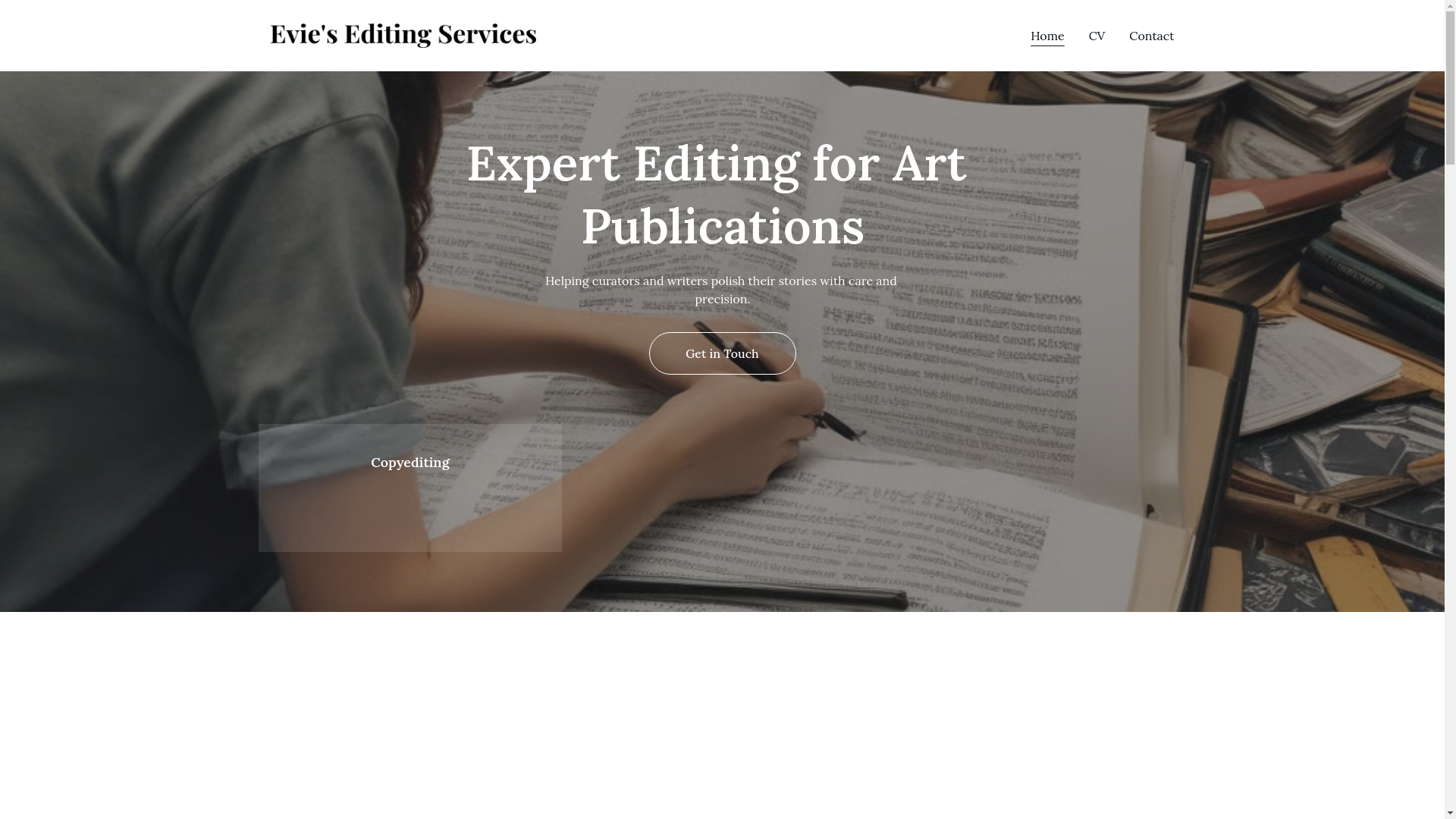 website screenshot of https://evieseditingservices.net/