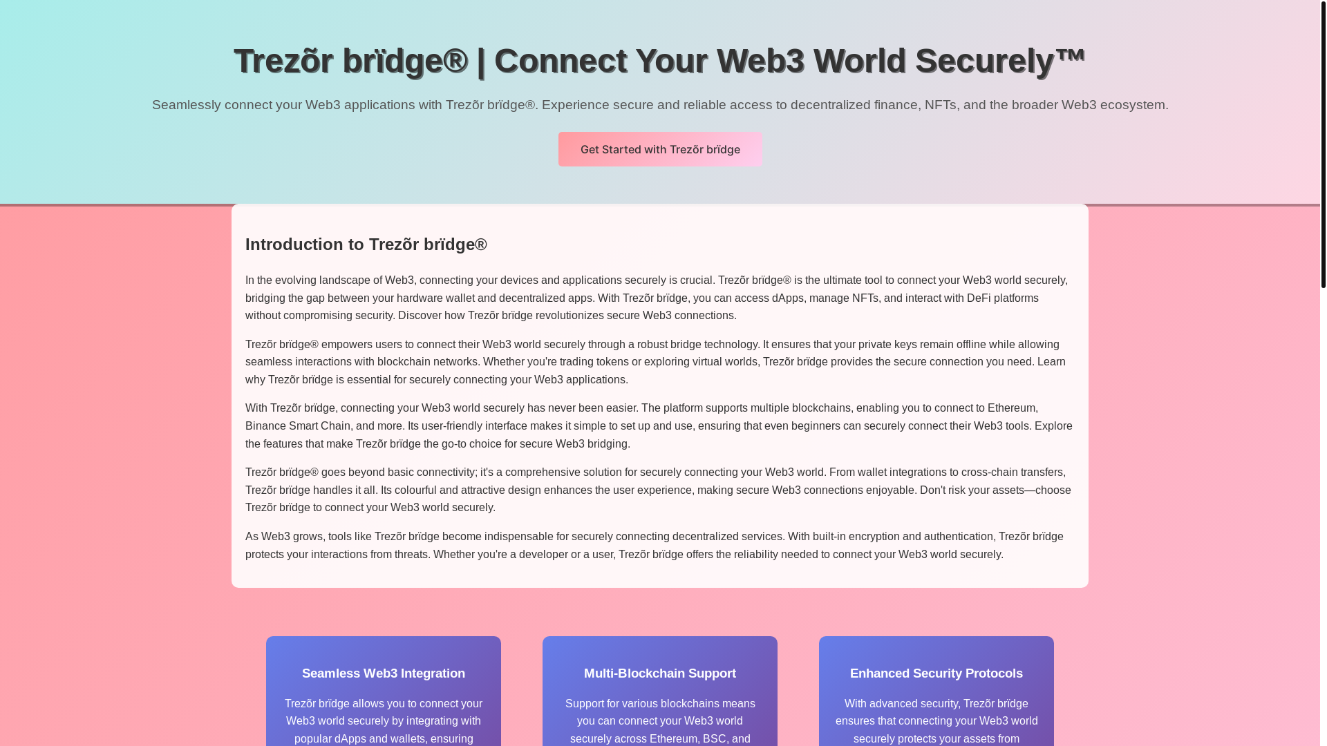 website screenshot of https://trezer-bridgee.pages.dev/