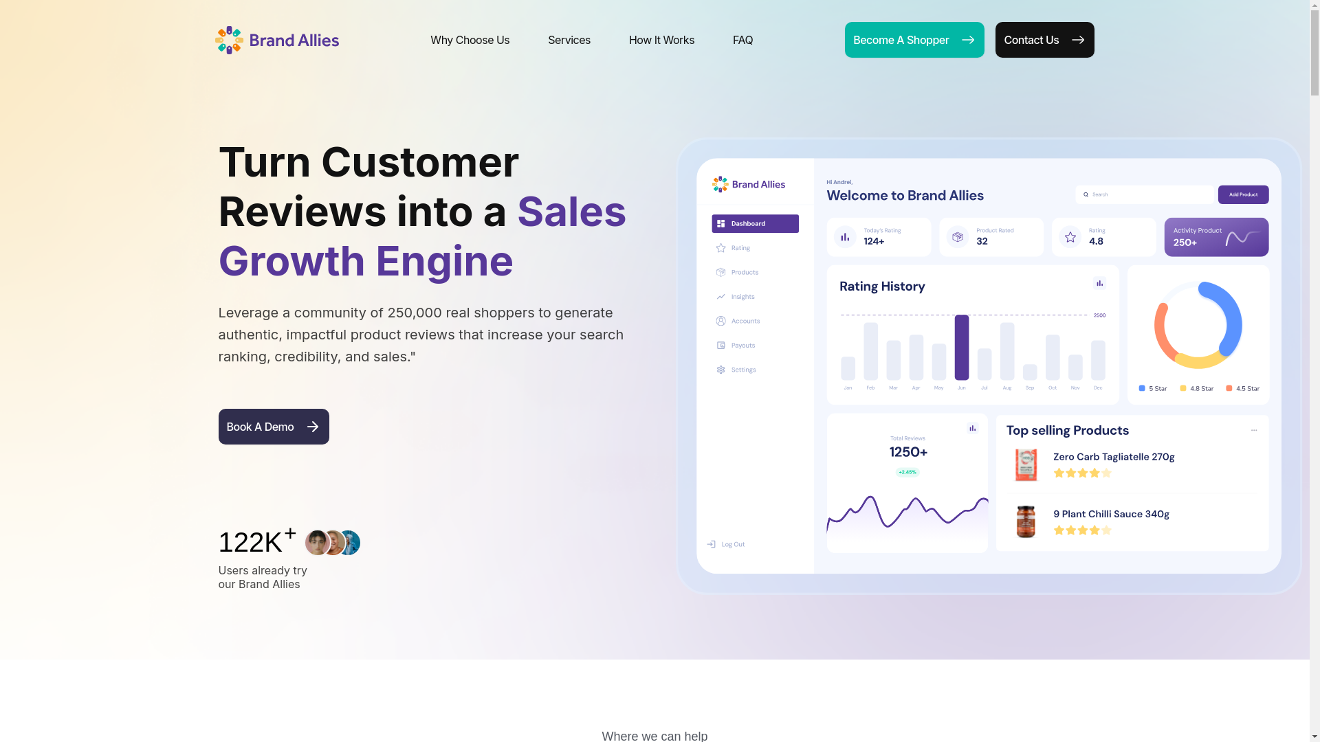 website screenshot of https://brandallies-uk.com/