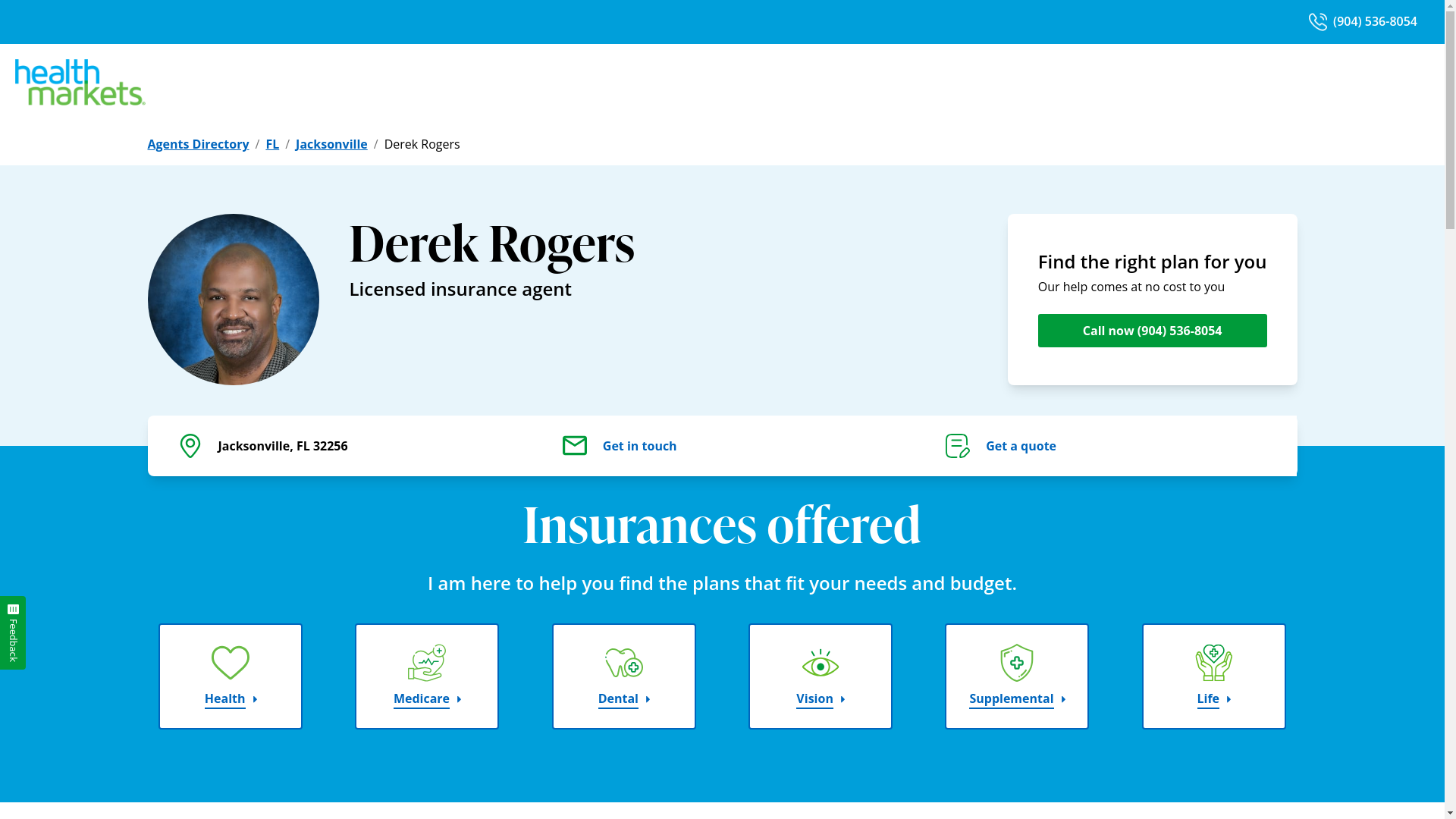 website screenshot of https://healthmarketsfla.com/