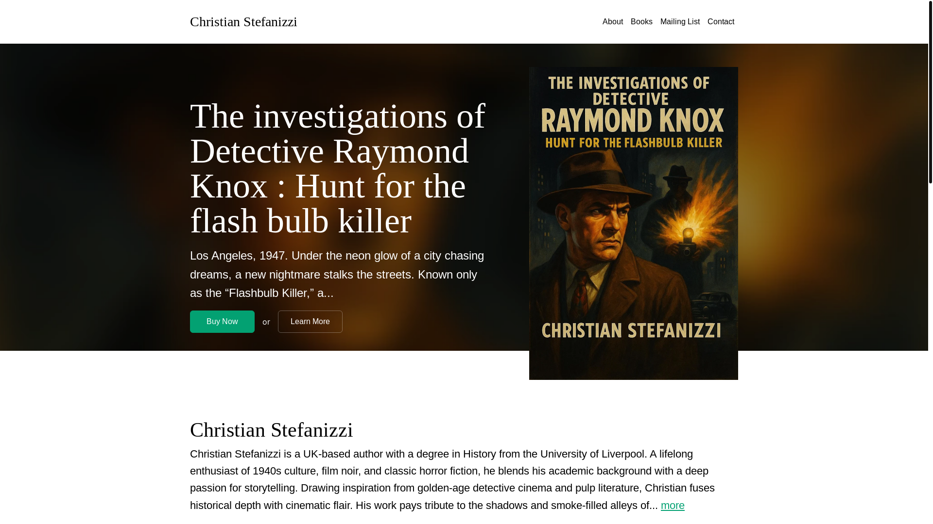 website screenshot of https://christianstefanizzinovels.com/