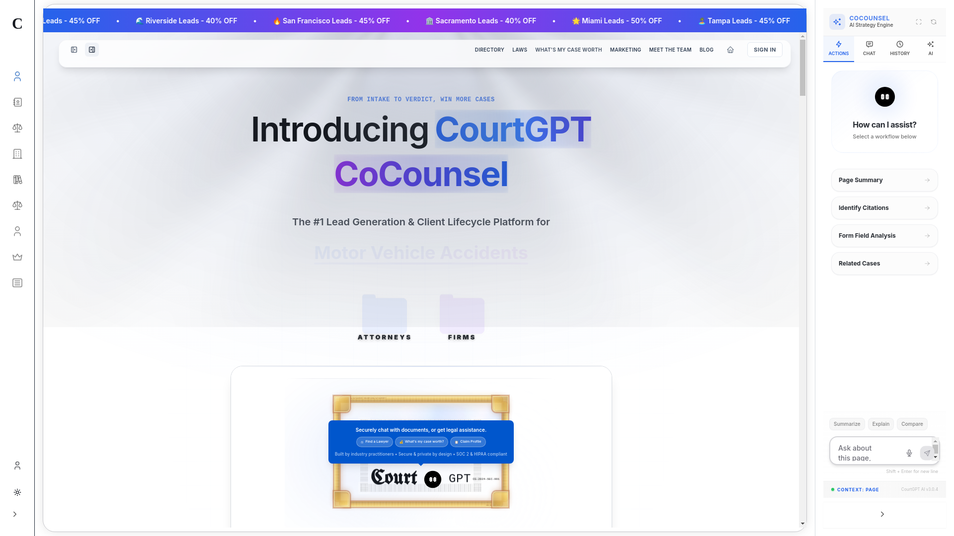 website screenshot of https://courtgpt.ai/