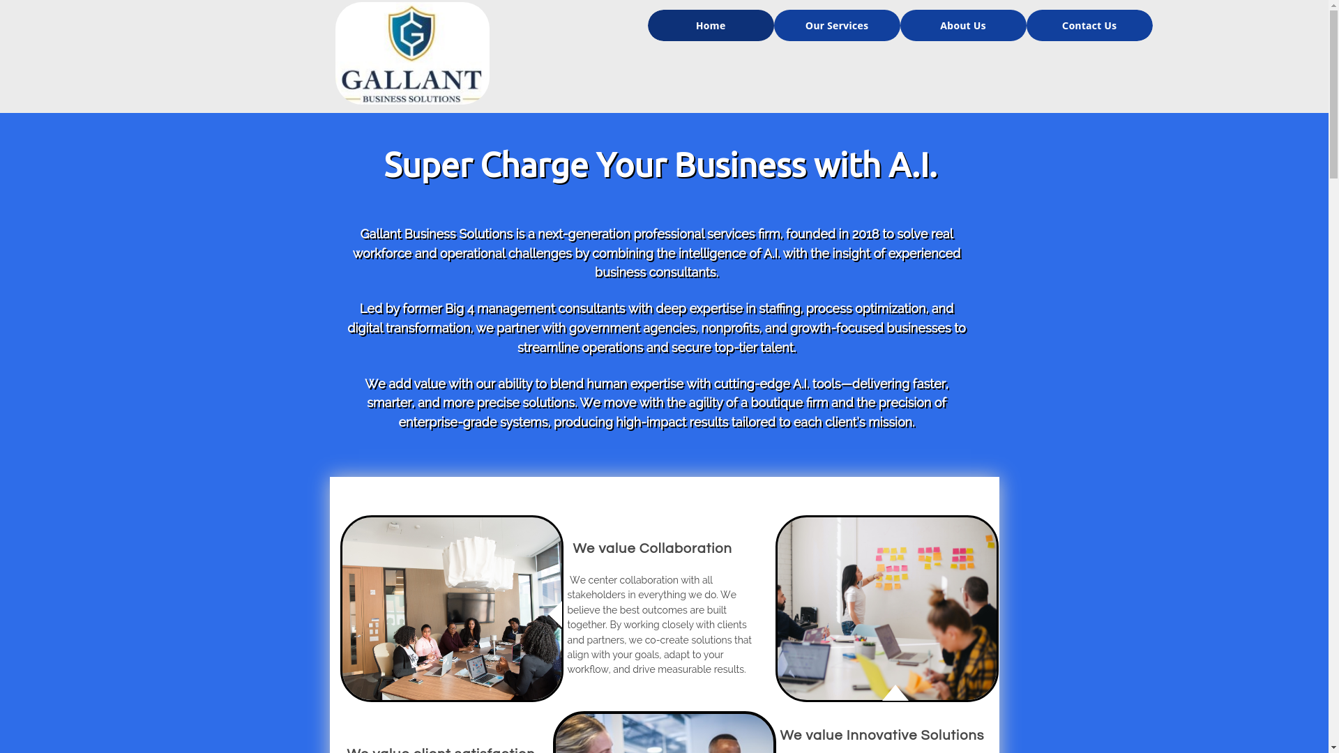 website screenshot of https://gallantbusinesssolutionsbusiness.org/