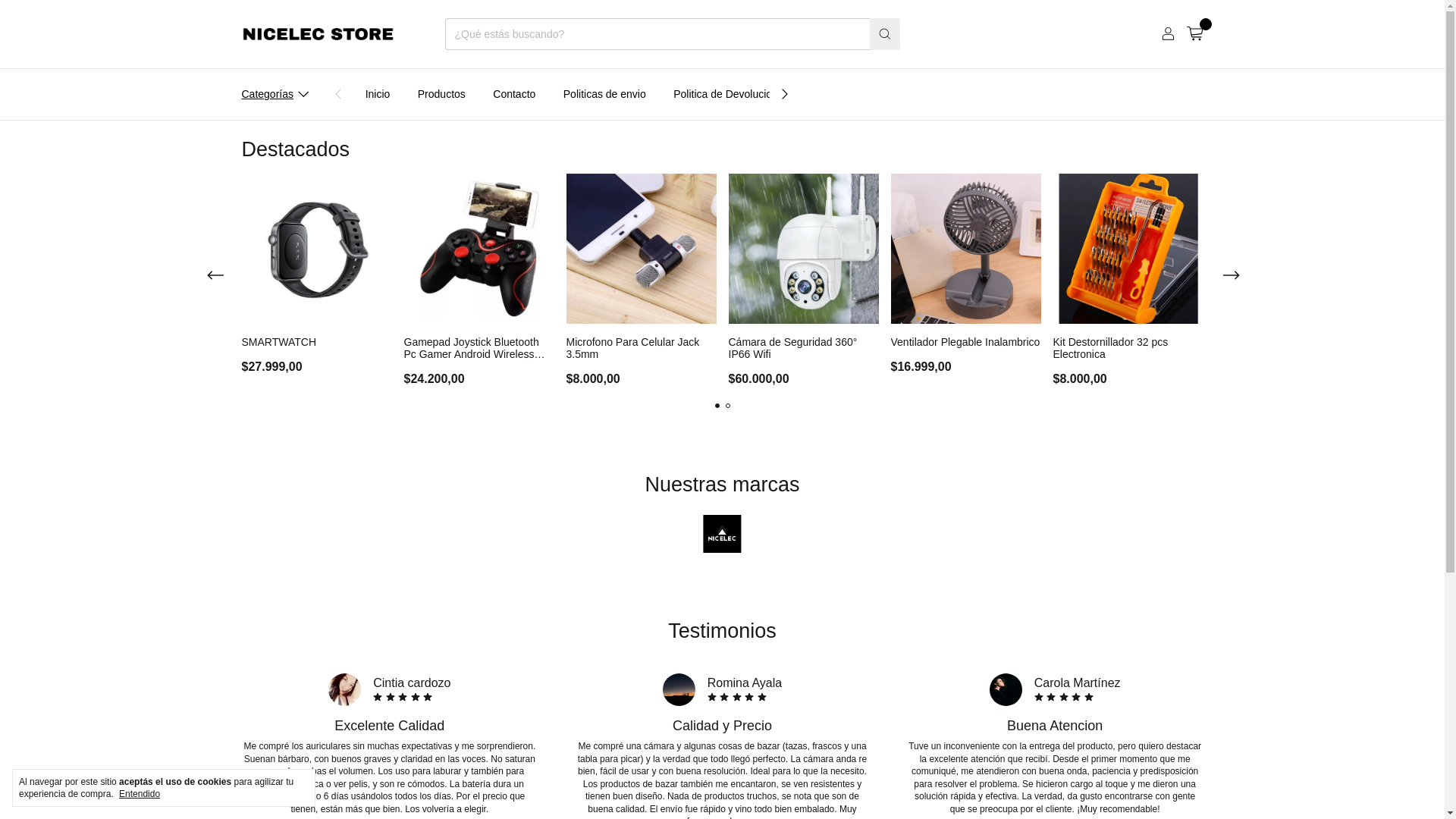 website screenshot of https://nicelec.store/