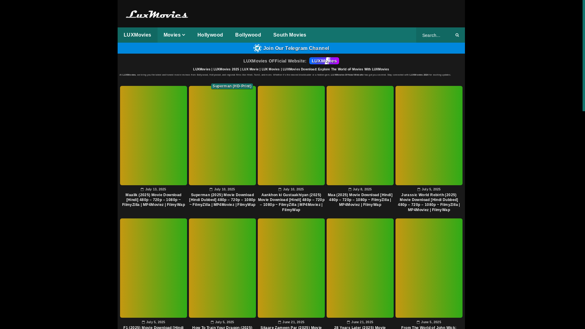 website screenshot of https://luxmovies.support/