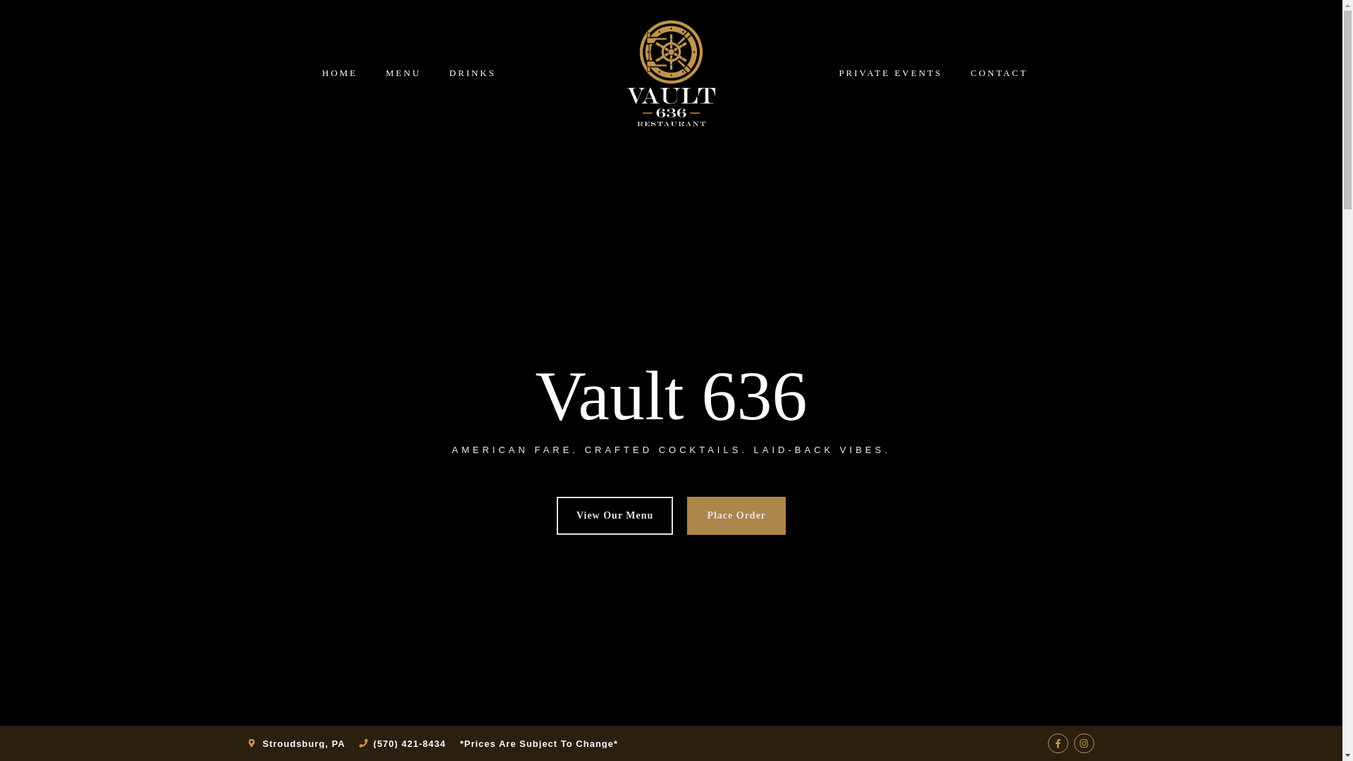 website screenshot of https://vault636restaurant.com/