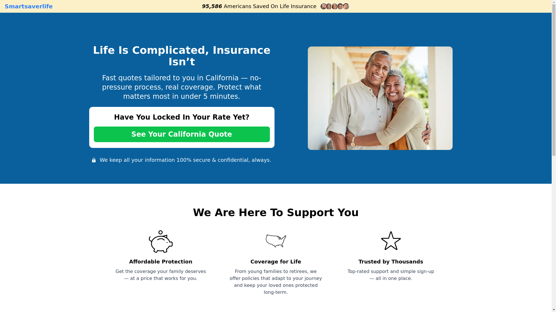 website screenshot of https://smartsaverlife.com/