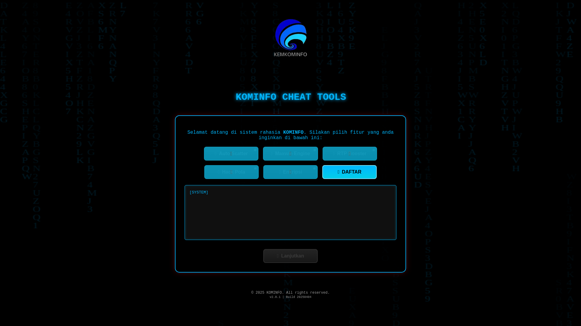 website screenshot of https://kominfo-cheat-tools1.pages.dev/