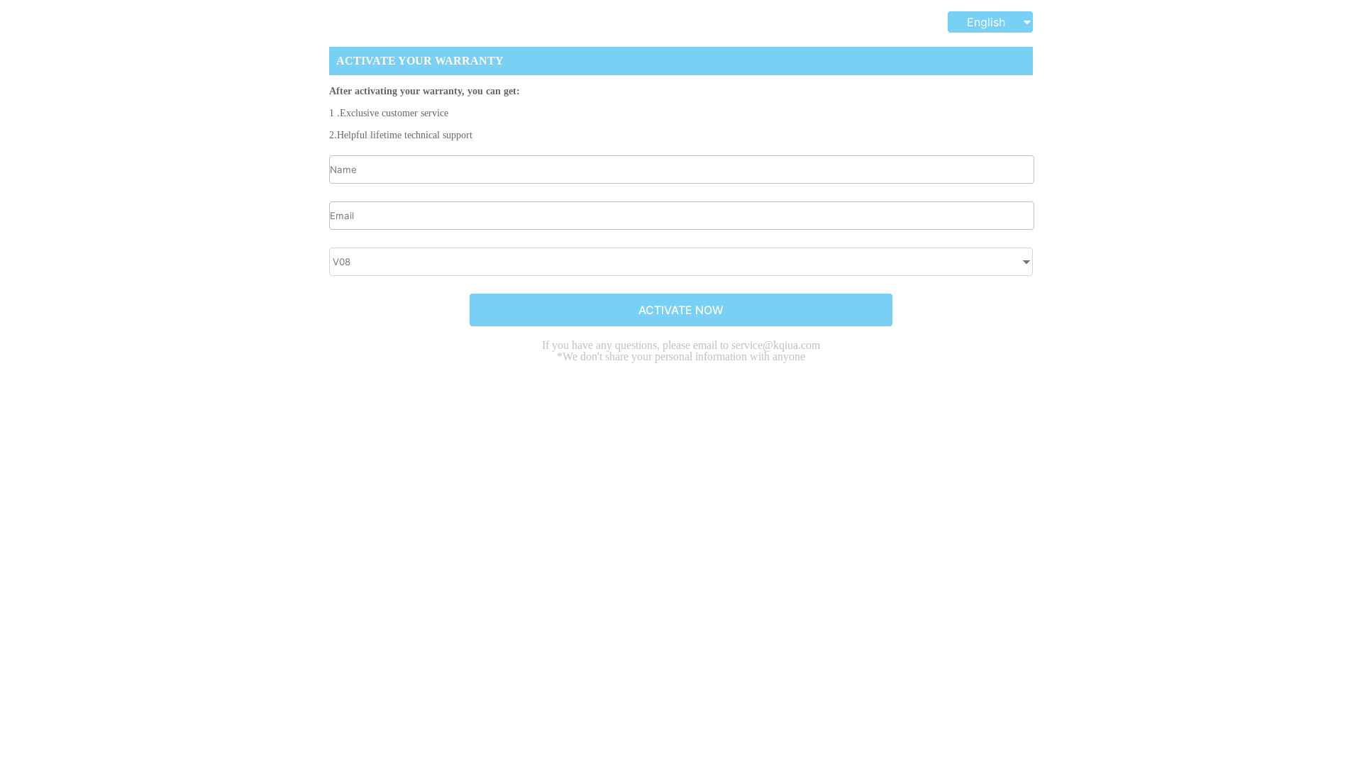 website screenshot of https://kqiuawarranty.com/