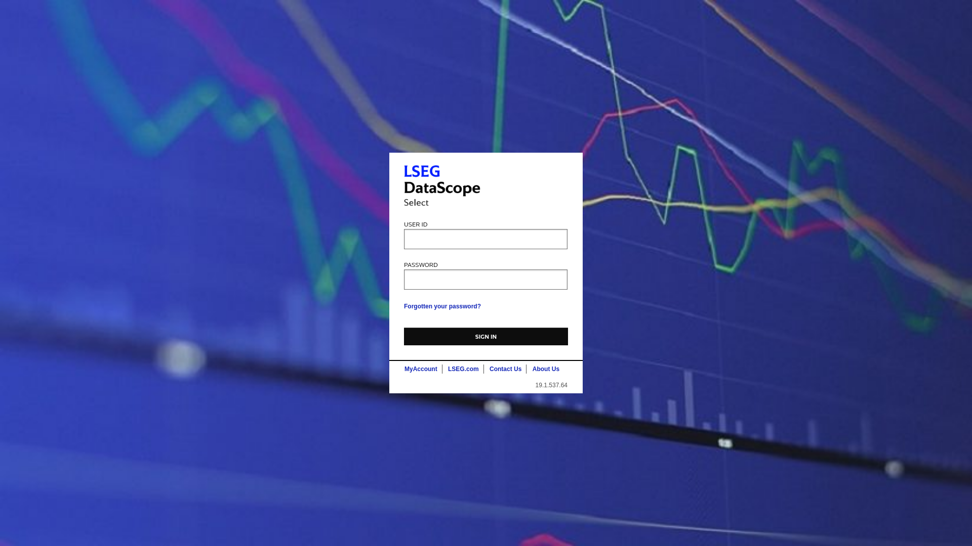 website screenshot of https://select.datascope.refinitiv.com/