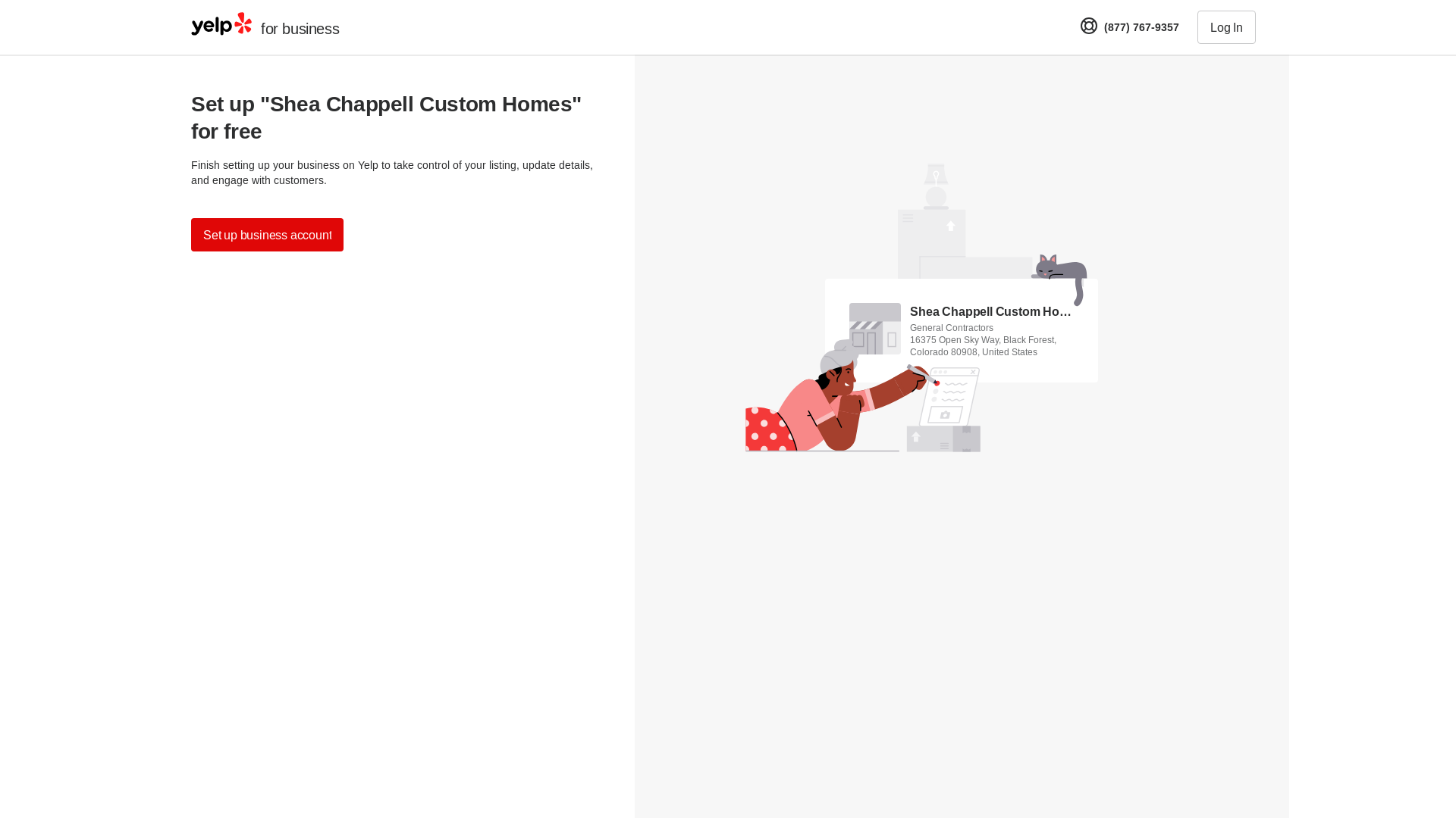 website screenshot of https://biz.yelp.com/verify/claim-code/oQbIihZJFLioSguq0CVjEXiP7VZ2ewUXE2FxYKp2fn4/