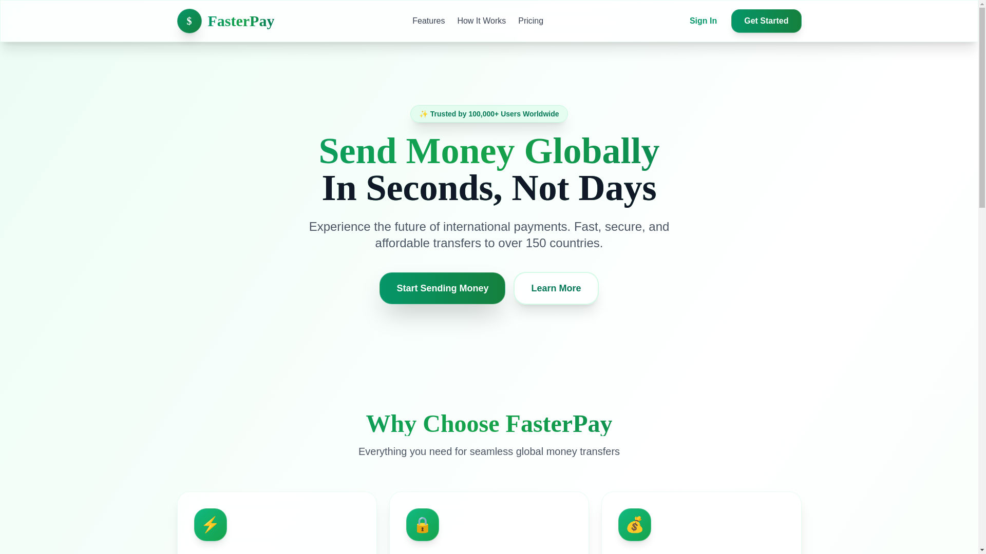 website screenshot of https://fasterpayapp.com/