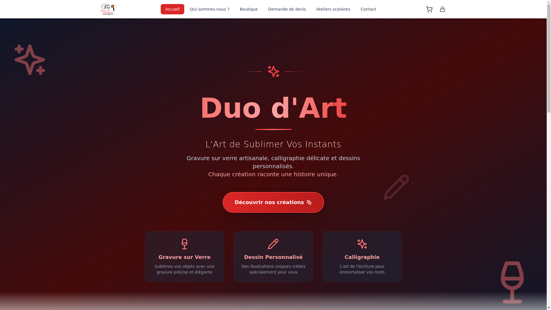 website screenshot of https://duo-dart.com/