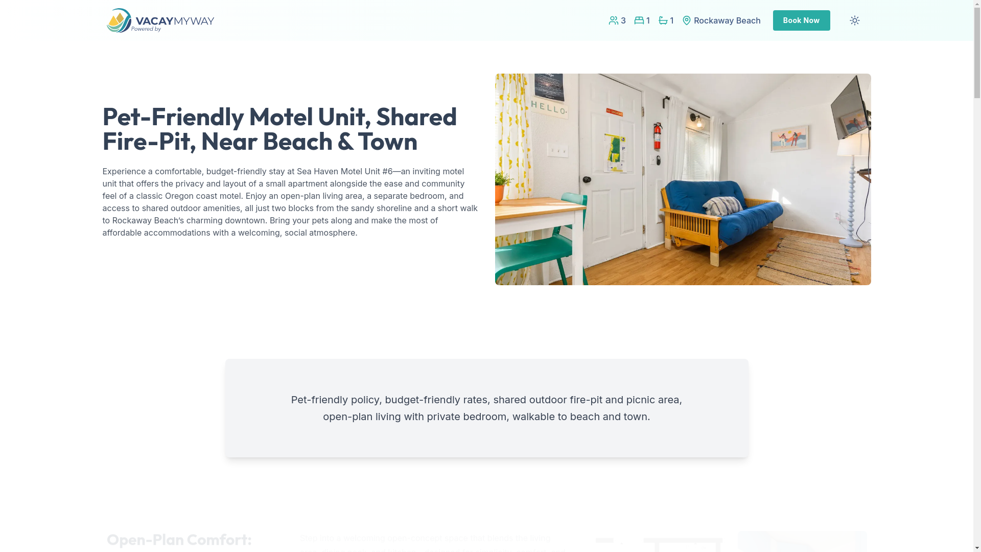 website screenshot of https://breezyrockaway.vacations/