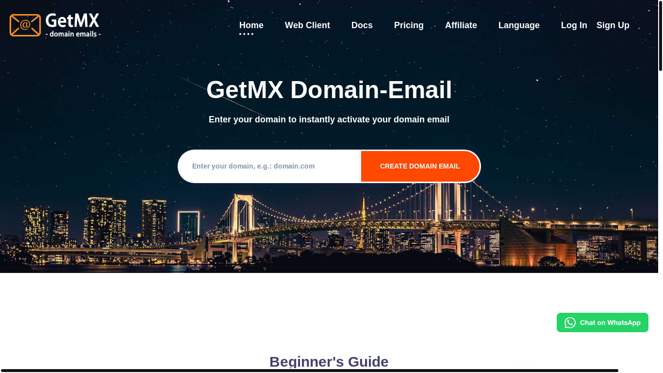 website screenshot of https://getmx.com