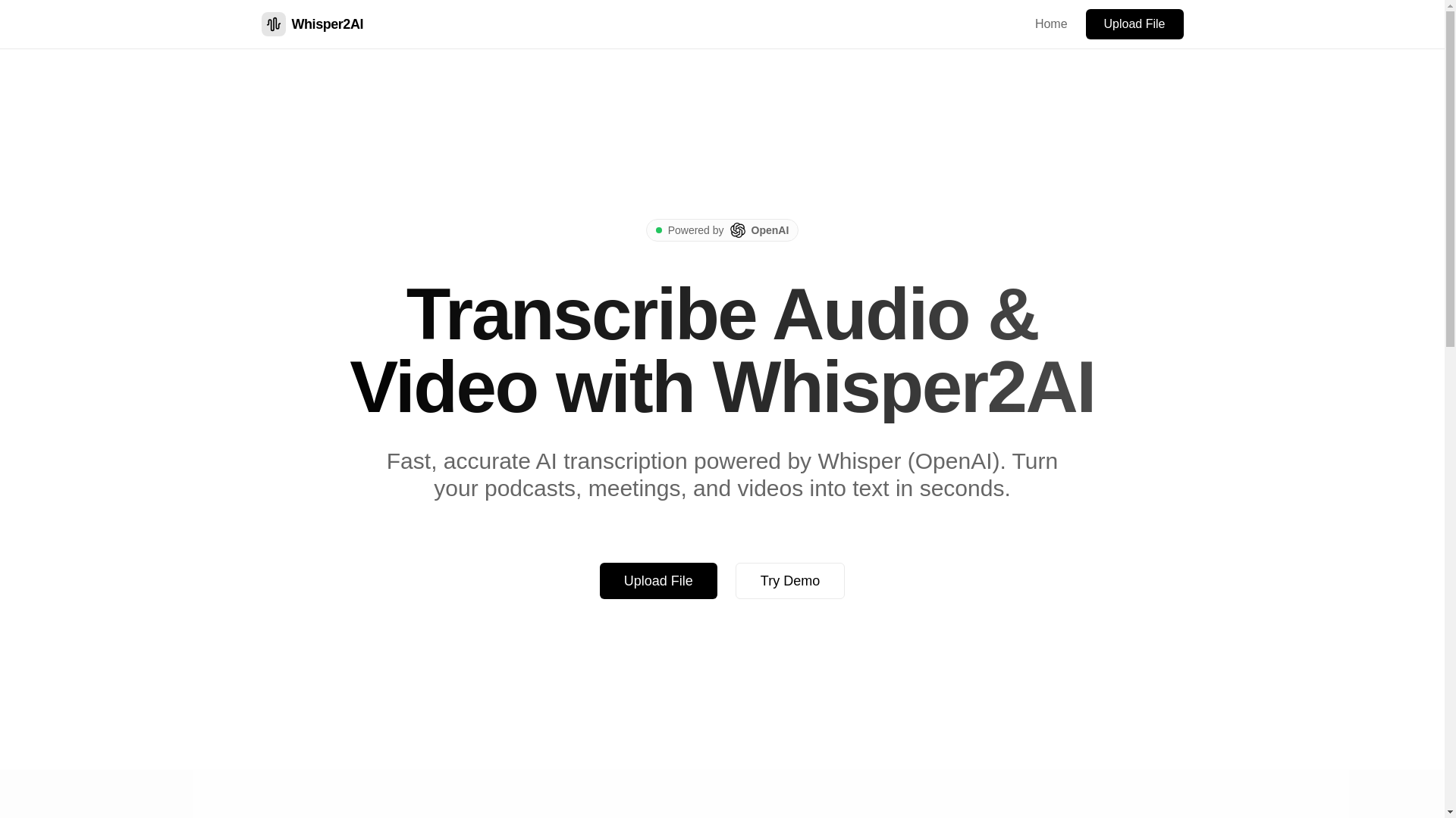website screenshot of https://whisper2ai.com/