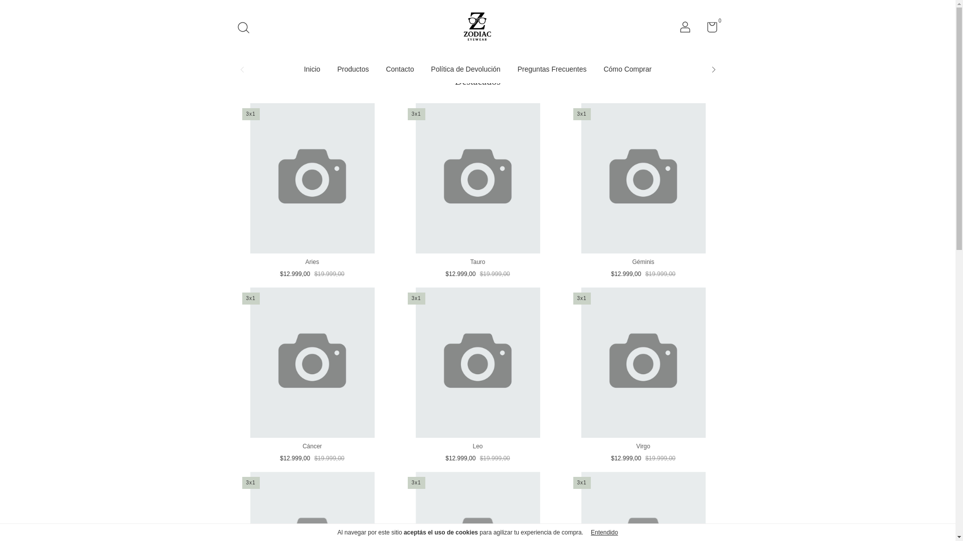 website screenshot of https://zodiac-eyewear.com/