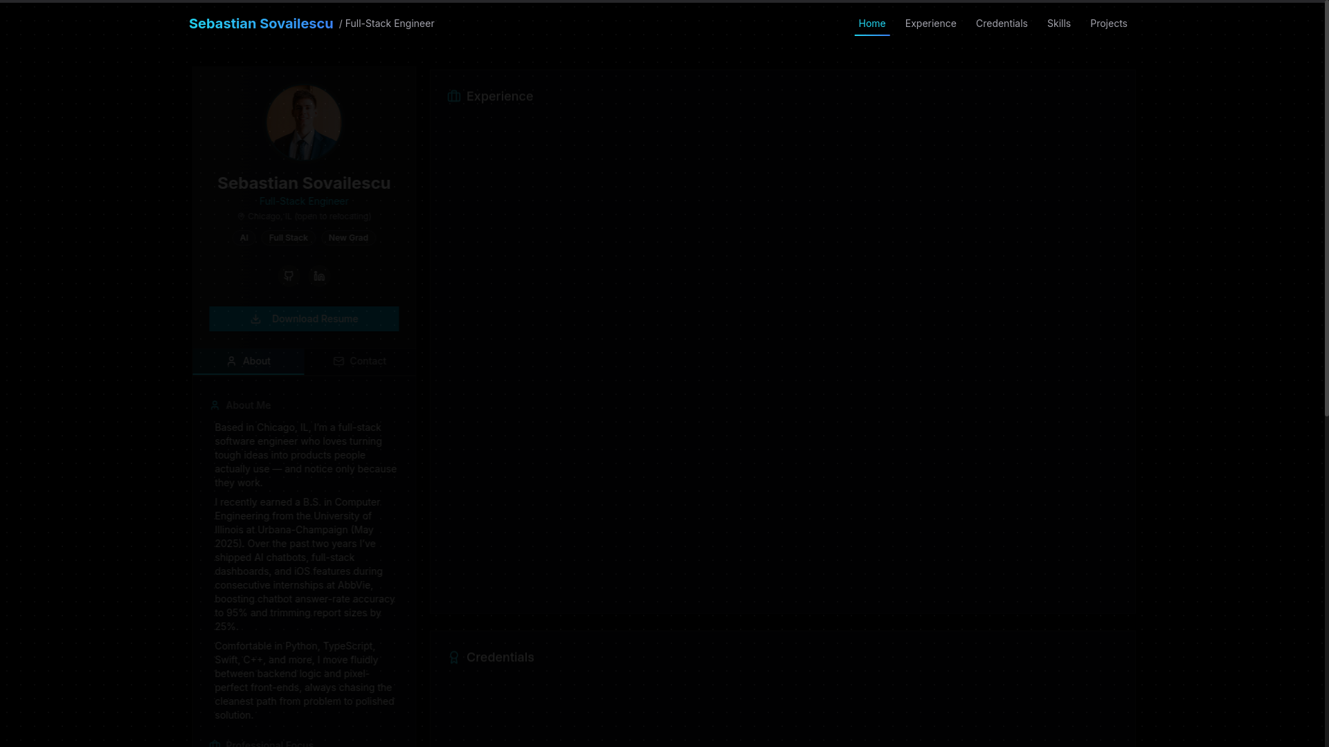 website screenshot of https://sebastian-sovailescu.com/